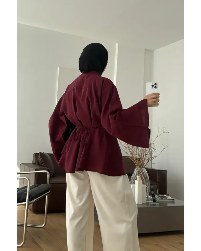 Maroon Flowy Sleeve Blouse