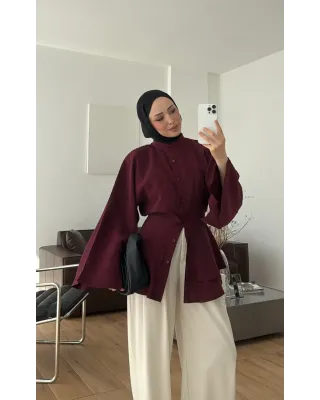 Maroon Flowy Sleeve Blouse