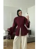 Maroon Flowy Sleeve Blouse