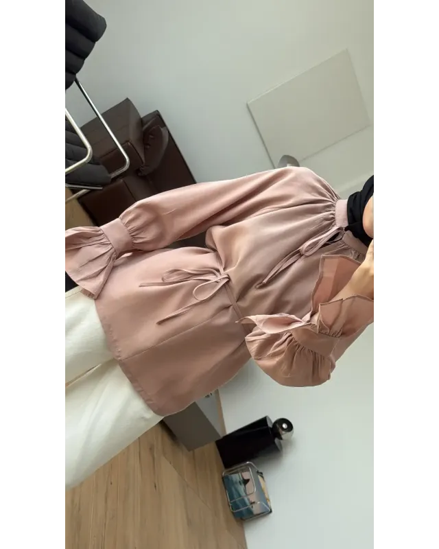 Gathered Collar Shirt – Powder Pink