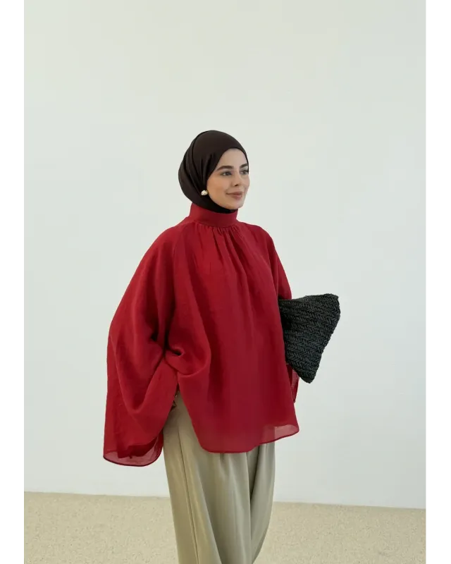 Vintage Wide Sleeve Shirt – Red