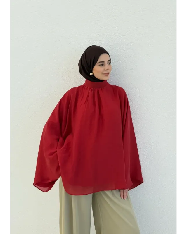 Vintage Wide Sleeve Shirt – Red