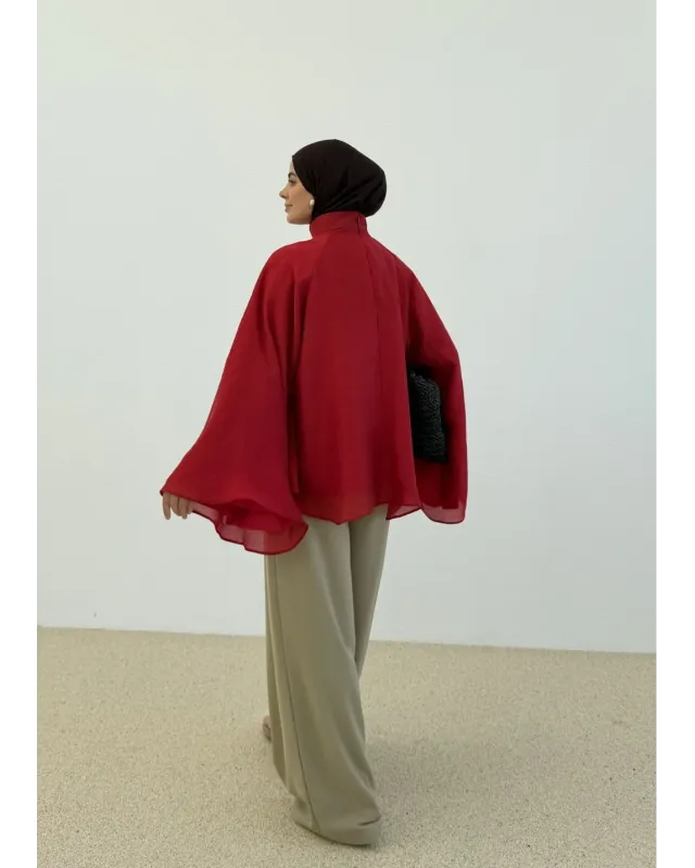 Vintage Wide Sleeve Shirt – Red