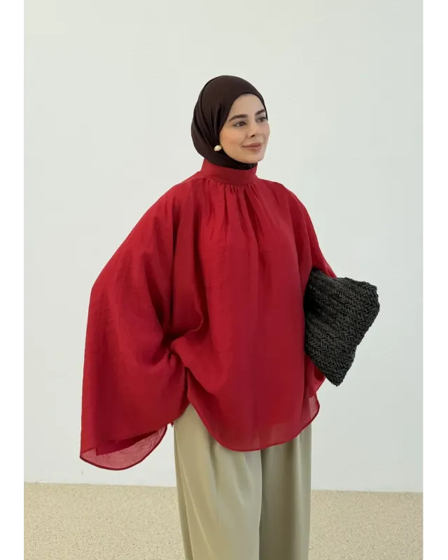 Vintage Wide Sleeve Shirt – Red