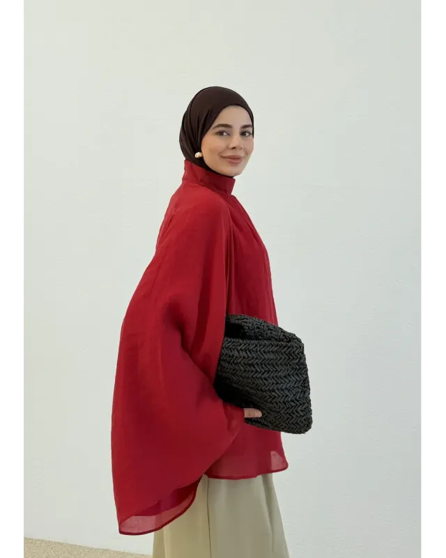 Vintage Wide Sleeve Shirt – Red