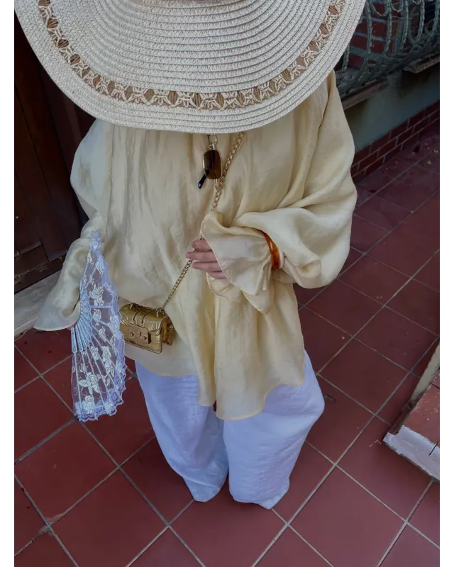 Vintage Wide Sleeve Shirt – Yellow
