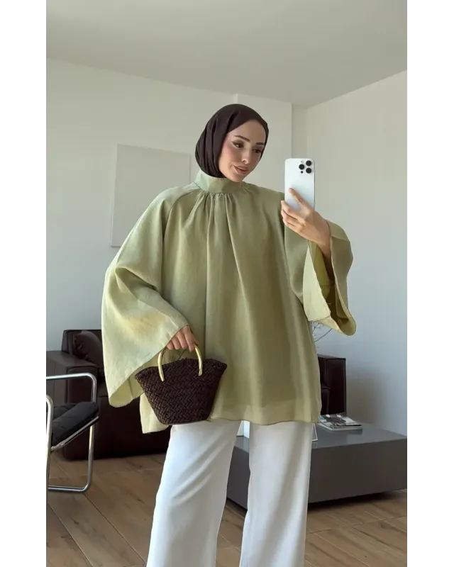Vintage Wide Sleeve Shirt – Light Green