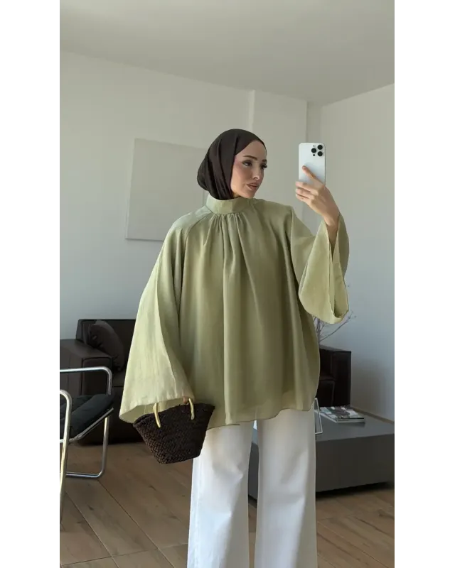 Vintage Wide Sleeve Shirt – Light Green