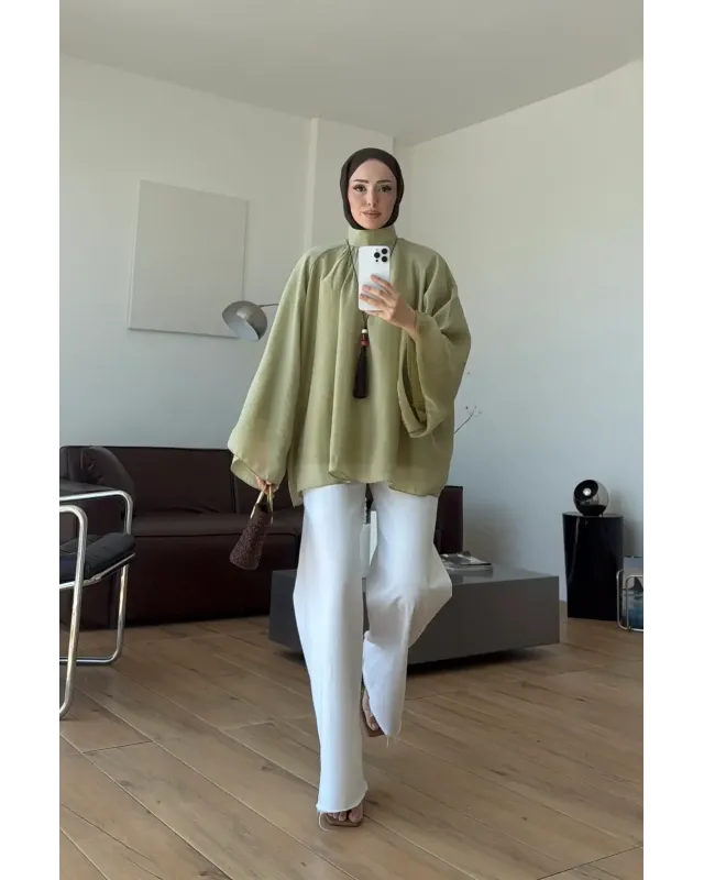 Vintage Wide Sleeve Shirt – Light Green