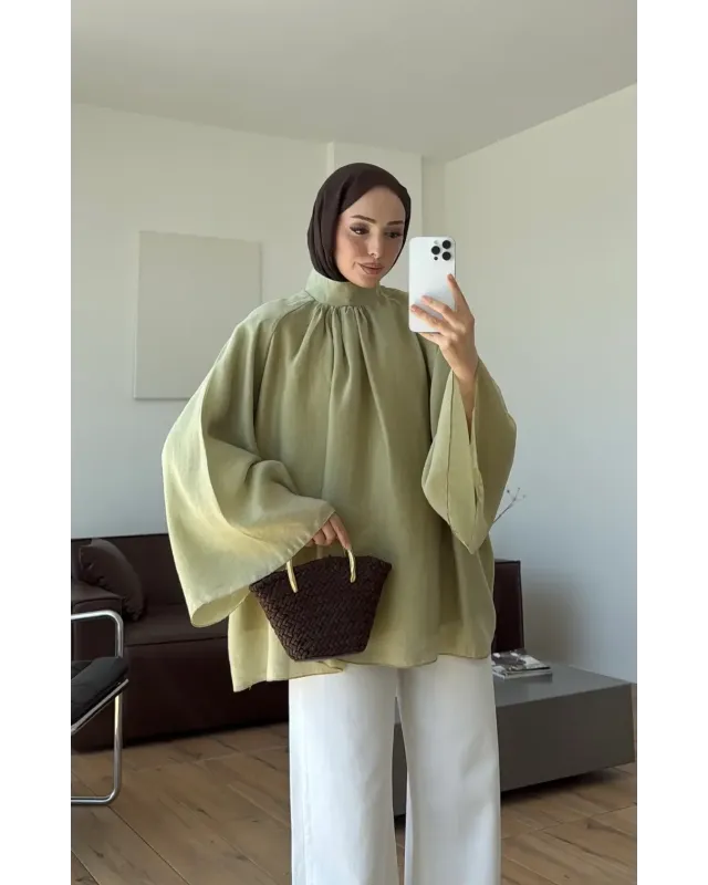 Vintage Wide Sleeve Shirt – Light Green