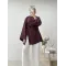 Burgundy Blouse with Side Ruched Slit Detail