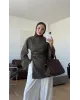 Olive Green Blouse with Side Ruched Slit Detail