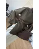 Olive Green Blouse with Side Ruched Slit Detail