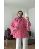 Pink Polka Dot Ruffle Sleeve Shirt