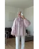 Pink & White Striped Chiffon Blouse