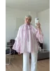 Pink & White Striped Chiffon Blouse