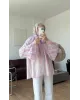 Pink & White Striped Chiffon Blouse