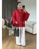 Chinese Button Sheer Shirt – Red