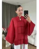 Chinese Button Sheer Shirt – Red