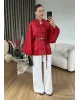 Chinese Button Sheer Shirt – Red