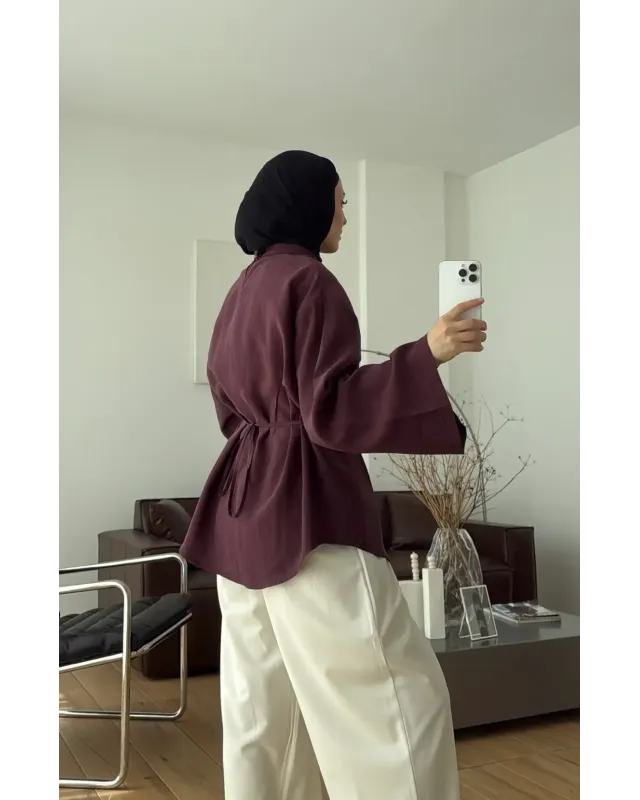 Pleated Modal Blouse – Burgundy