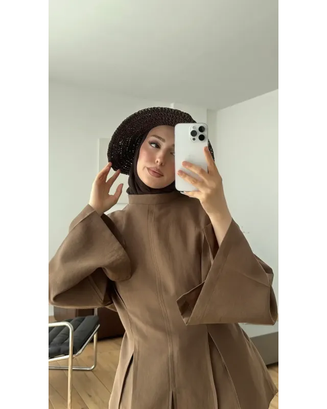 Pleated Modal Blouse – Milk Coffee