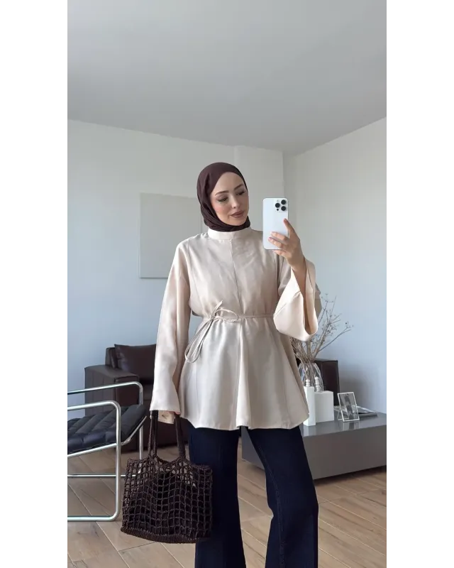 Cream Modal Ruffle Blouse