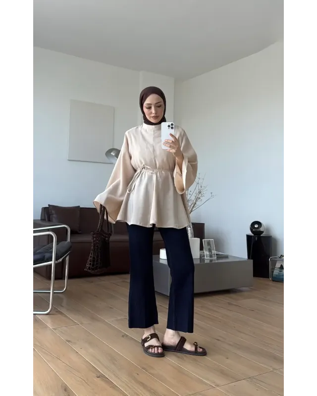 Cream Modal Ruffle Blouse