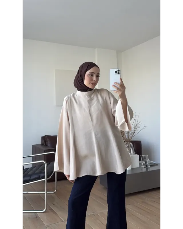 Cream Modal Ruffle Blouse