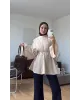 Cream Modal Ruffle Blouse