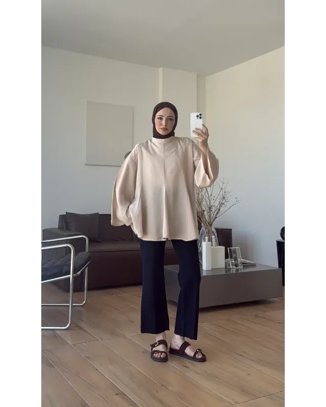 Cream Modal Ruffle Blouse