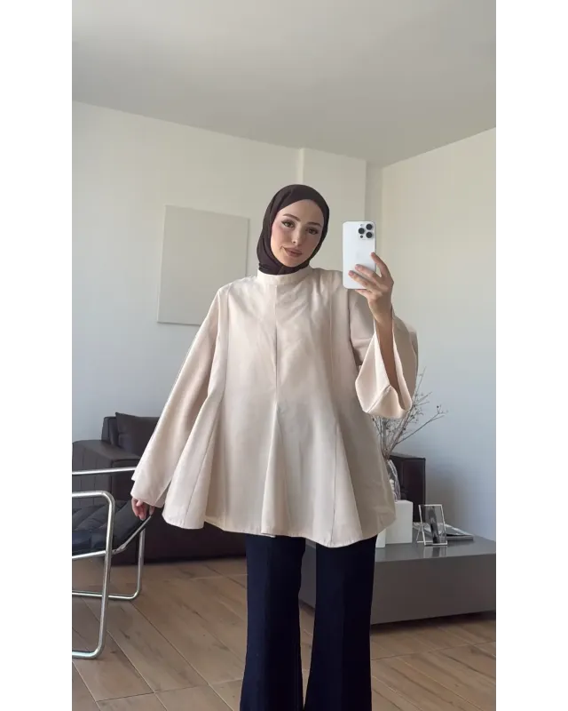 Cream Modal Ruffle Blouse
