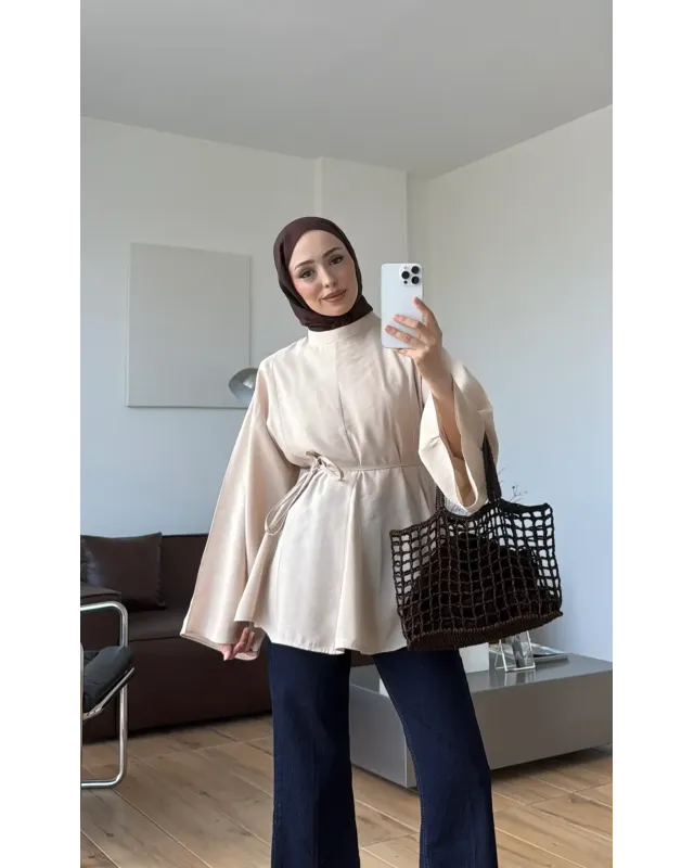 Cream Modal Ruffle Blouse