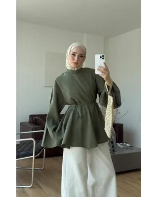 Soft Olive Green Modal Ruffle Blouse