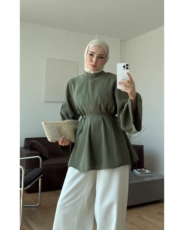 Soft Olive Green Modal Ruffle Blouse