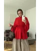 Red Modal Ruffle Blouse