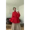 Red Modal Ruffle Blouse