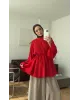 Red Modal Ruffle Blouse