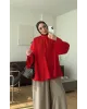 Red Modal Ruffle Blouse
