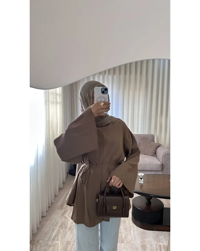 Brown Modal Ruffle Blouse