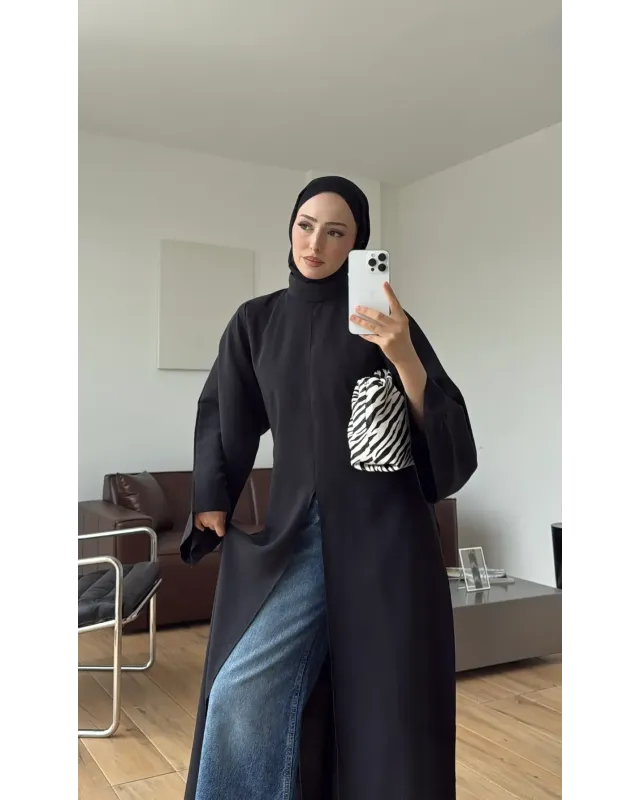Black Slit Detail Tunic