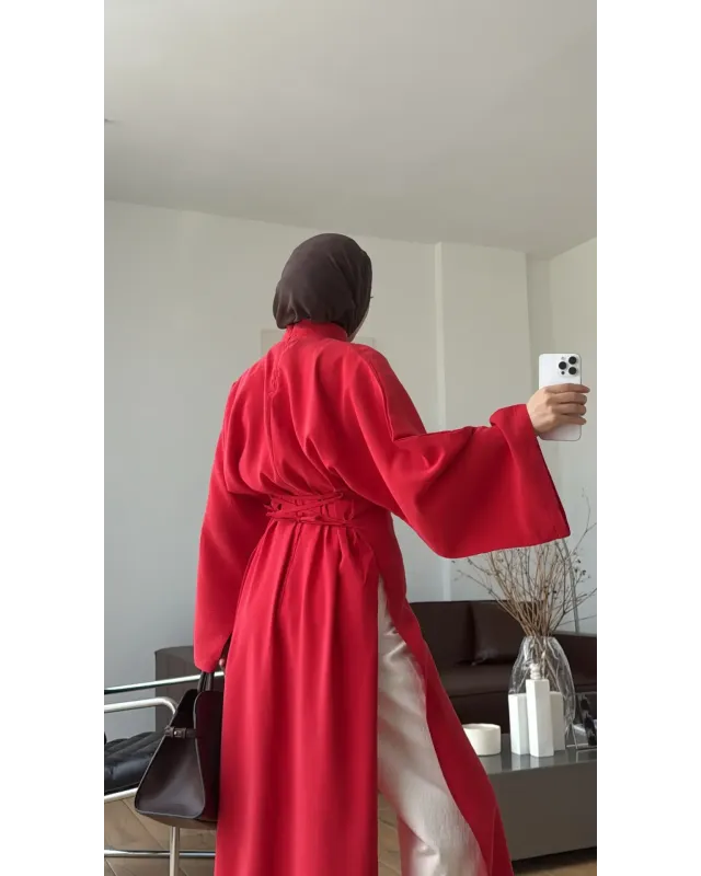 Red Slit Detail Tunic