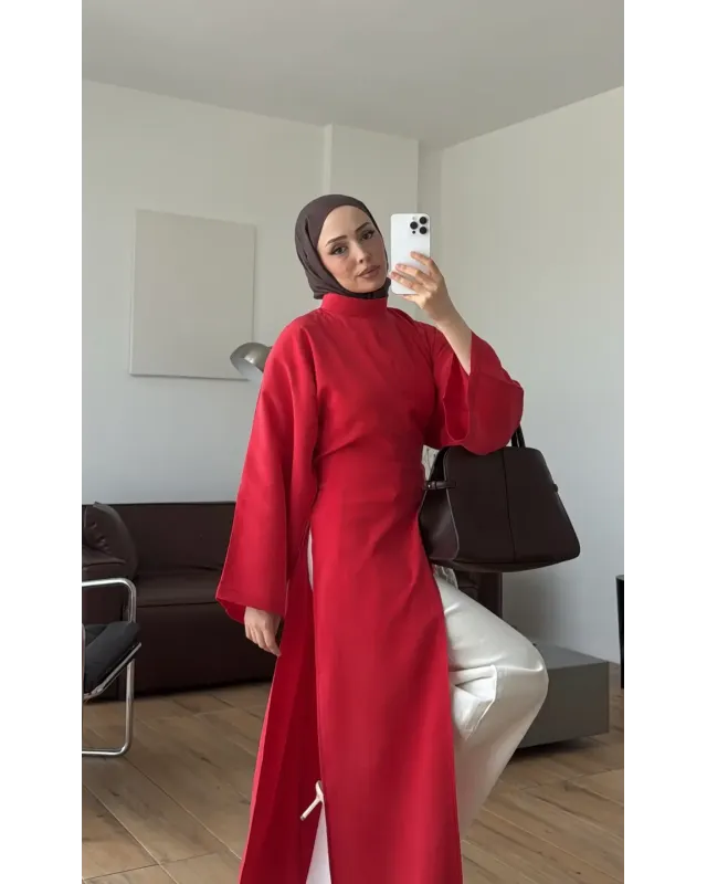 Red Slit Detail Tunic