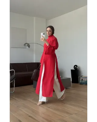 Red Slit Detail Tunic