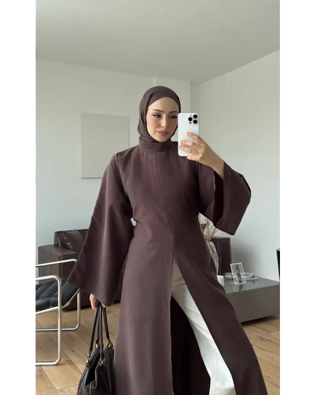 Brown Slit Detail Tunic