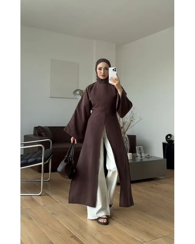 Brown Slit Detail Tunic