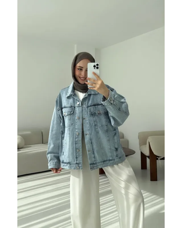 Oversized Light Blue Denim Jacket