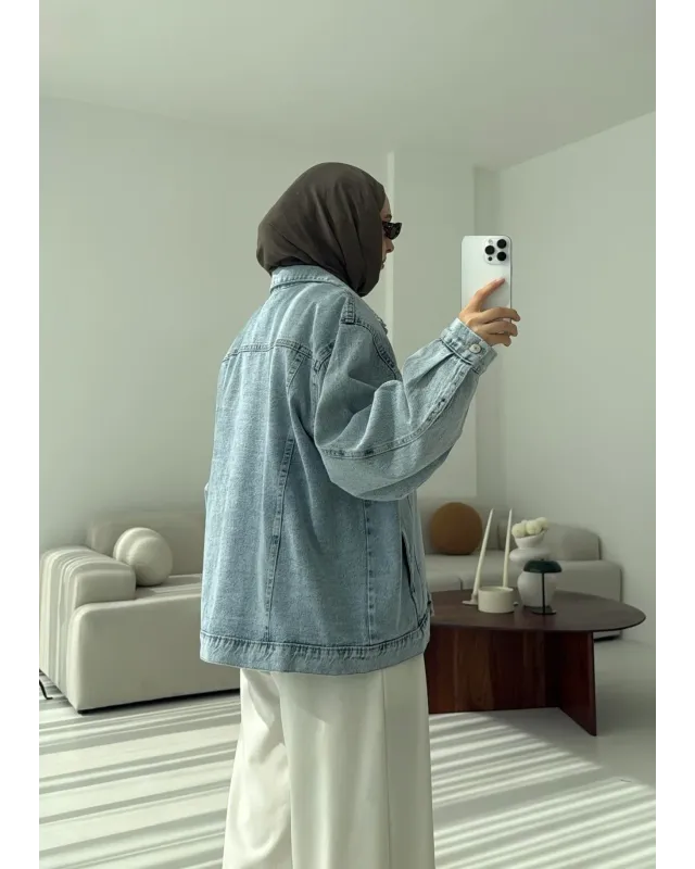 Oversized Light Blue Denim Jacket