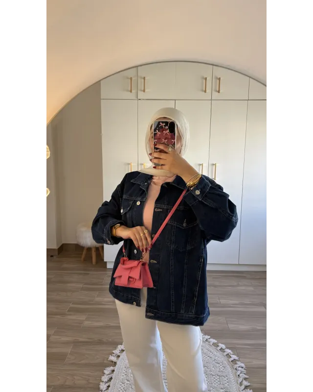 Dark Blue Oversized Denim Jacket