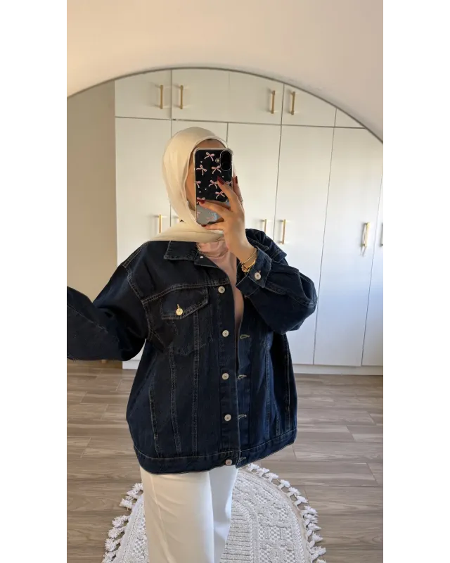 Dark Blue Oversized Denim Jacket
